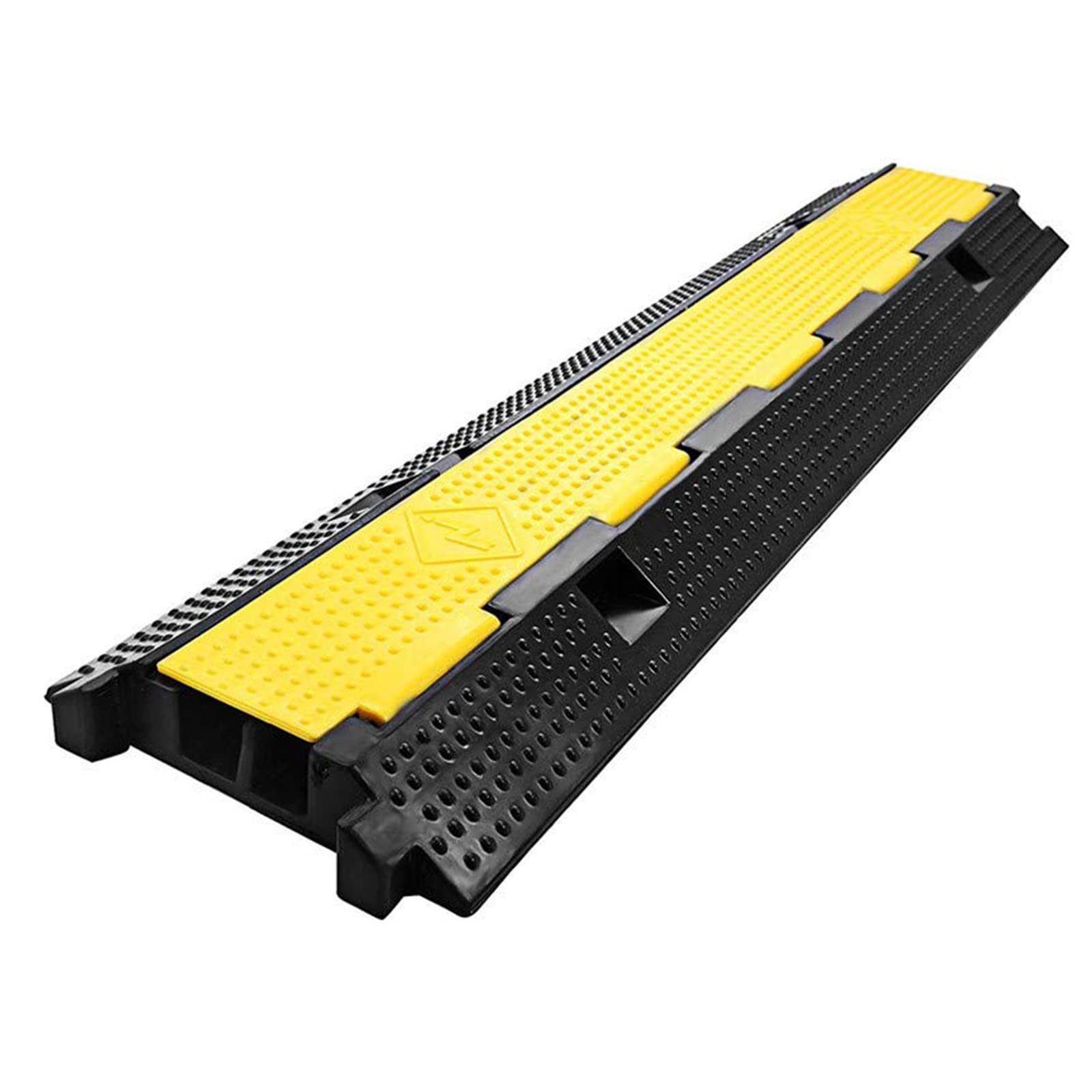 Nisorpa Cable Protector Ramp, 2 Channel Rubber Cable Floor Cover Ramp 100x25x5cm Heavy Duty Floor Cable Cover 11000Lbs Load Capacity Outdoor Cable Protector