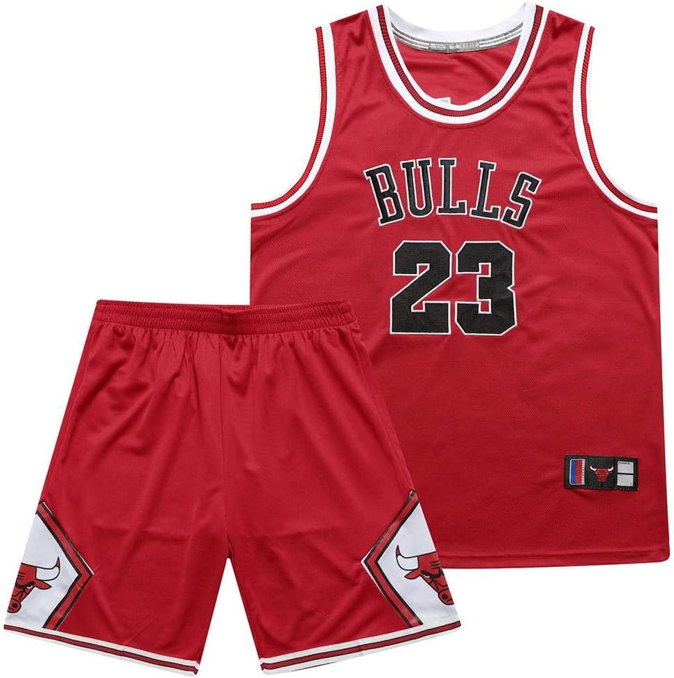 # 23 Bulls Jordan Basketball Jersey, 2-Piece Basketball Game Vest and Shorts Set, Quick-Drying and Breathable Embroidered Basketball Uniform XS-2XL