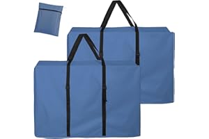 Large Outside Chair Storage Bag, Uranshin 600D Chair Carry Bag for Zero Gravity Chair, Heavy Duty Folding Lounge Chair Carrying Case Bags with Zippers 43" L x 11" W x 29" H (Blue - 2 Pack)