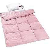 ZPECC Toddler Down Alternative Comforter, 39x47 Hypoallergenic Baby Blanket Quilt, Soft Breathable Lightweight All Season Kids Duvet Insert for Crib Stroller Cot Daycare, Pink Stripe