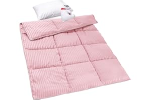 ZPECC Toddler Down Alternative Comforter, 39x47 Hypoallergenic Baby Blanket Quilt, Soft Breathable Lightweight All Season Kids Duvet Insert for Crib Stroller Cot Daycare, Pink Stripe