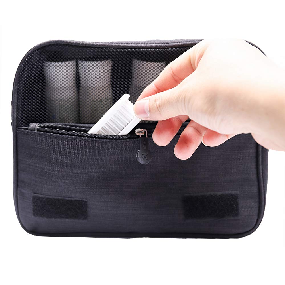 Hanging Toiletry Bag Water Resistant, Travel Wash Bags Cosmetic Bags with 8 Pouches, Bathroom Shower Organizer Portable Durable for Men and Women (Black)