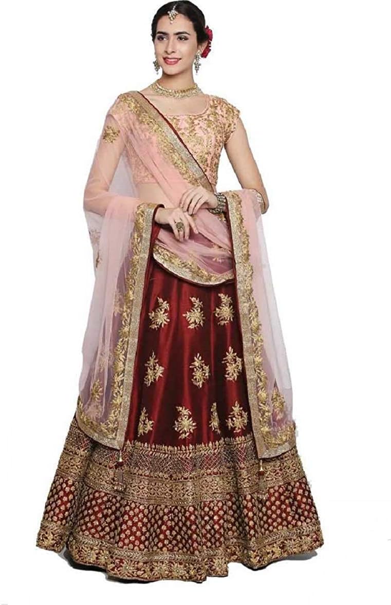 Globalia Creation Women's Velvet & Net Lehenga Choli (Codding Red_Red_free size)
