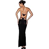 Women's Fairy Butterfly Maxi Dress Sexy Sleeveless Backless Long Dress Bandage String Bodycon Beach Club Party Dress