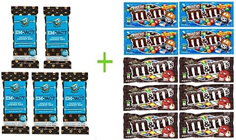 Empact Coconut Crave Protein And Energy Bar 1.26OZ (Pack of 5) + (10 Pack of M&M Milk Chocolate 1.69oz) Bundle