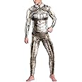 Foksikely Unisex Mechanical Robot Skeleton 3D print Skinny Jumspsuit Outfits Halloween Costume Bodysuit