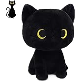 LSYDCARM Black Cat Plush, 8inch Black Cat Stuffed Animals Cat Plushie for Kids Girls Boy,Cute Plushies Soft Cuddle Pillow Kawaii Kitten for Kids, Holiday Birthday Valentine Gift for Her Him