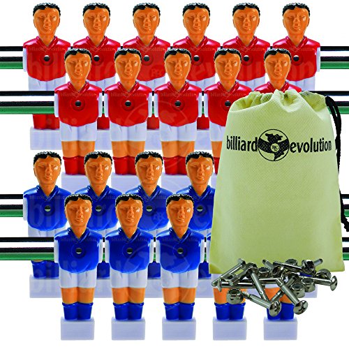 Billiard Evolution 22 Red/Blue Shirts/Socks Foosball Men + Screws/Nuts Bag