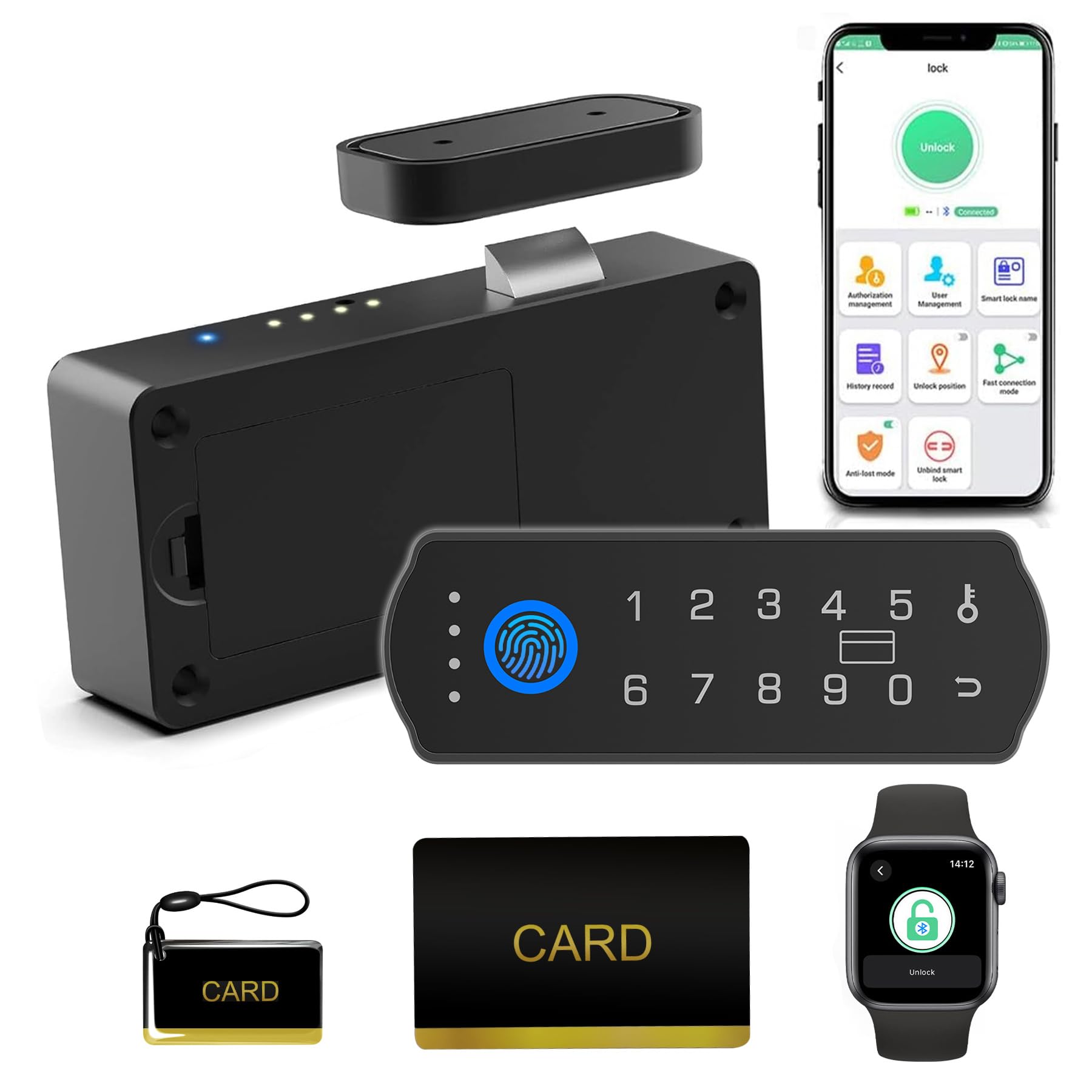 Photo 1 of Smart Cabinet Lock with Wireless Remote Control eLinkSmart Fingerprint Password RFID NFC Child Safety Lock with APP for Cabinet Liquor File Drawers Locker Cupboard Closets Horizontal