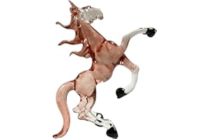 AIICraft Elegant Brown Prancing Horse Wild Glass Figurine Ornament Handcrafted Decorative Home Garden
