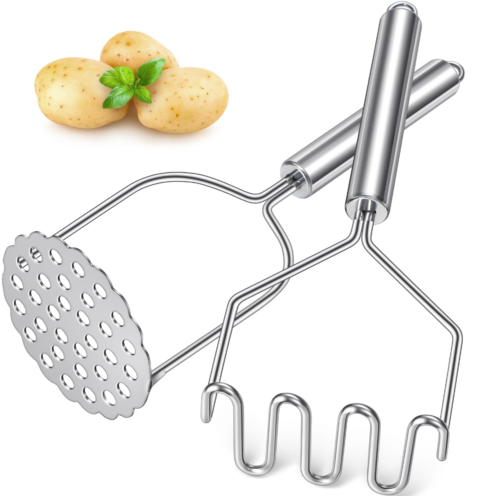 Kartoffelstampfer, Sopito 2 Stück Kartoffel Stampfer aus Edelstahl kartoffelpresse Edelstahl Rostfrei Spülmaschinenfest, Potato Masher für Gemüse und Früchte