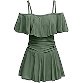 COCOPEAR One Piece Swimsuit Women Plus Size Bathing Suit Off Shoulder Tummy Control Swim Dress 2026