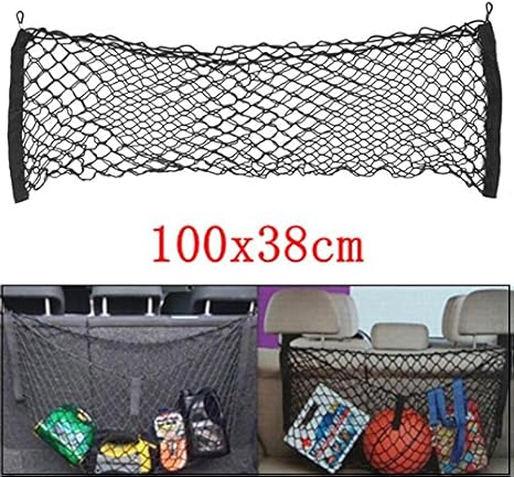 Amazon 車の後部座席トランクネットメッシュ荷物貨物保管トランク収納オーガナイザー荷物スイングメッシュネット100 38センチ ポケット ケース カバー 車 バイク