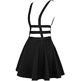 EXCHIC Women's Braces Skirt Pleated A-Line Suspender Mini Skirt