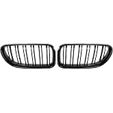 X AUTOHAUX Front Upper Hood Bumper Grille Grill for BMW M6 F06 2012-2018 | Front Left Right Upper Bumper Kidney Grille Grill, Double Slat, Gloss Black Pair