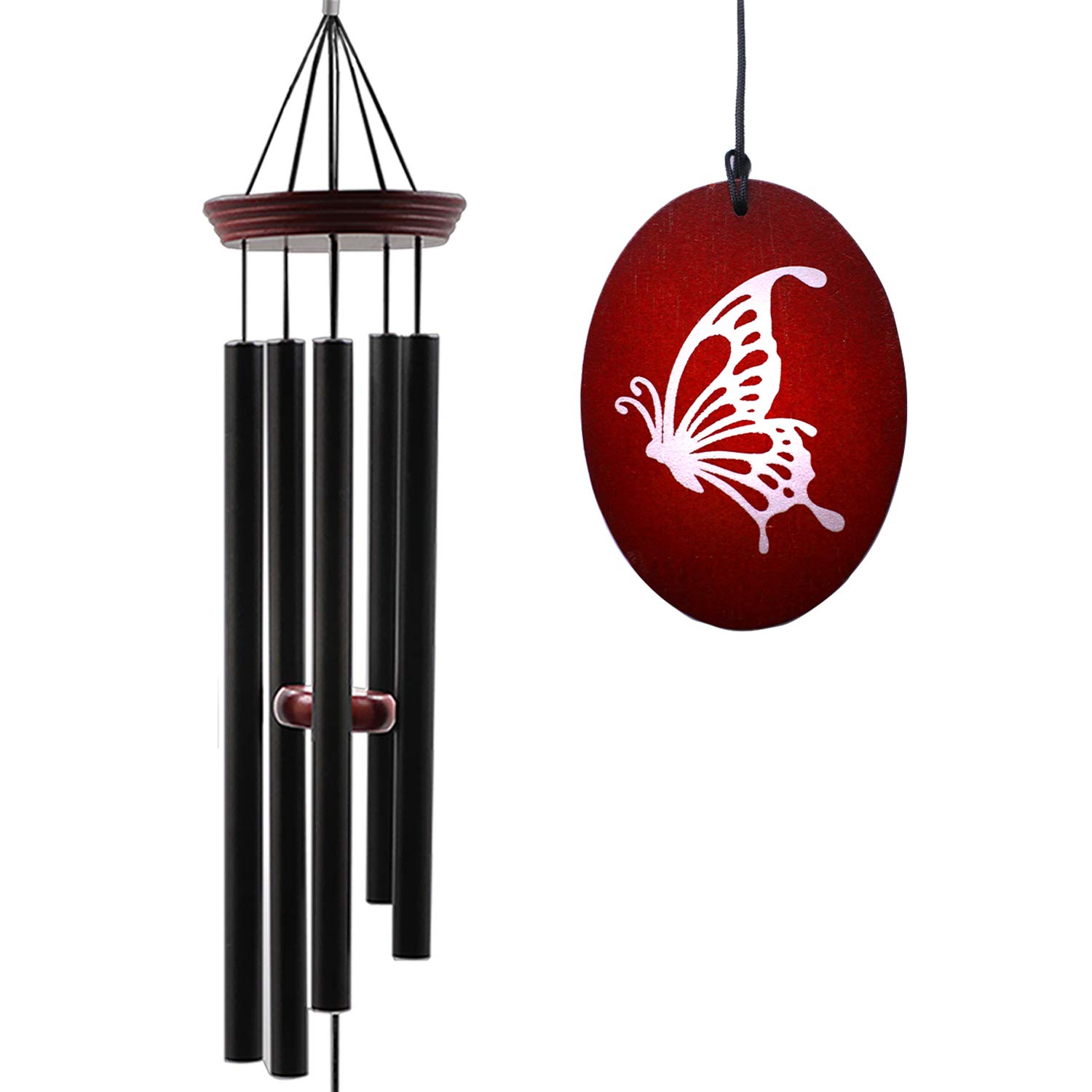 Wind Chimes for Outside, WindChimes Outdoor Tuned Soothing Melody, Windchime Gifts for Mom/Grandma,Wind Chimes Outdoor Decoration, Patio, Garden, Yard. (33" Red Butterfly)