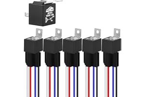 Ronybuy JD1912 Automotive Relay Harness Kit 4-Pin SPST 40A 12V Sockets Switch Relays with 12&16 AWG Tinned Heavy-Duty Wires, 40 AMP for Car Truck Van Motorcycle Boat, 5 Pack
