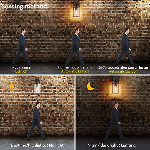 Klighten Vintage Outdoor Wall Lamp, E27 Wall Light with Motion Sensor, Industrial Wall Lights, Industrial Wall Light, 40W Max, IP44, Rust Red, Not Included Bulb