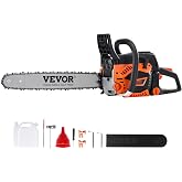 VEVOR Gas Chainsaw, 52CC 18" 2.55HP, Gasoline Powered Chain Saw, Handheld Cordless Petrol Chainsaws for Tree Wood Branch Cutting, Tree Trimming, Land Clearing, Farm Garden Ranch Forest Cutting Use