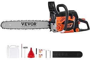 VEVOR Gas Chainsaw 52CC 2-Cycle Gasoline Powered Chainsaw 18 Inch Handheld Cordless Petrol Chain Saws For Forest, Wood, Garden and Farm Cutting Use