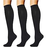 Double Couple 3 Pairs Compression Socks for Women Men 20-30mmhg Knee High Stocking for Sports Running Travel Nurses