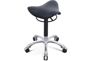MWOSEN 3 Angles Saddle Stool Chair Ergonomic Rolling Seat for Salon, Tattoo Shop, Spa, Facial lash Home, Esthetician Height Adjustable Chair for Healthy Posture and Sustainable,Black