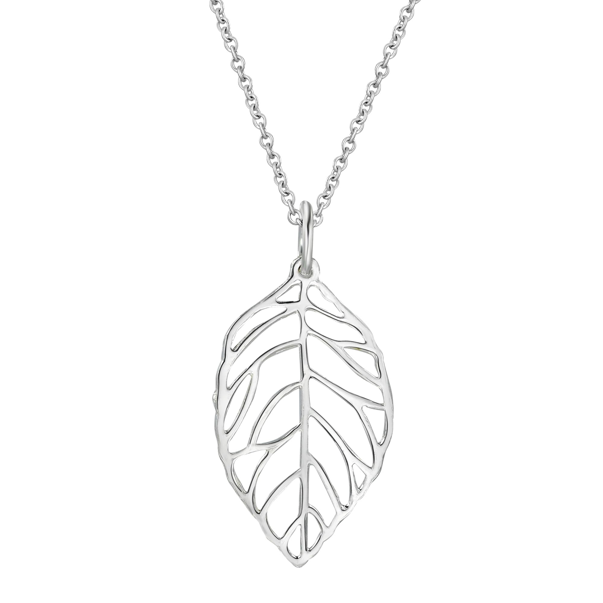 AeraVida Simple Leaf Statement Cut-out Boho .925 Sterling Silver Necklace