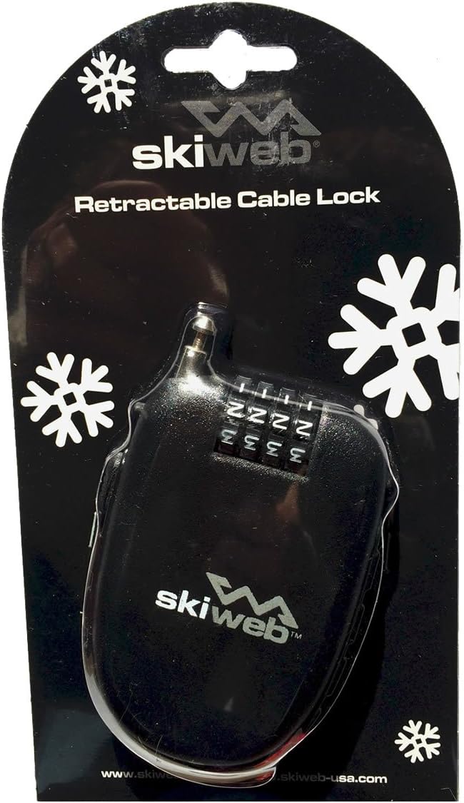 Ski Lock 4Digit Combination Lock with 100cm Retractable Cable