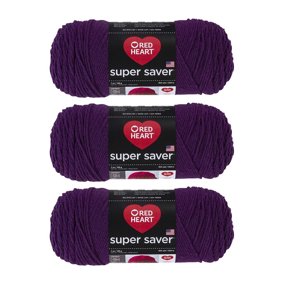 Red Heart Bulk Buy Super Saver Yarn (3-Pack) Dark Orchid E300-776