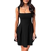 Misng Womens Mini Party Dress Sleeveless Backless Bow Tie Square Neck Short Cocktail Dress