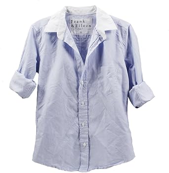 womens light blue button down shirt