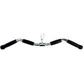 Rivotrance Tricep Press Down LAT Pull Down Bar, Curl Pulldown Attachment | Gym Equipment, Rubber Handles, Comfortable Strength Workouts, Ideal Lat Bar Cable Machine Attachment