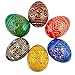 Set of 6 Geometric Pysanky Ukrainian Wooden Easter Eggs 2.5 Inches