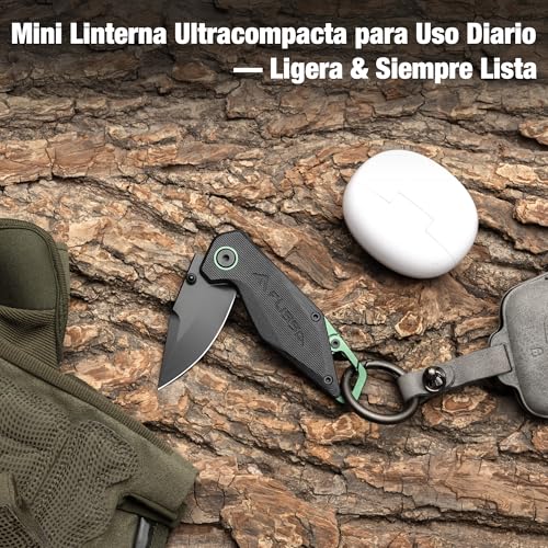 FLISSA Mini Folding Knife EDC 14C28N 137mm | Compact Pocket Knife with G10 Handle and Key Ring for Hiking, Travel and Daily Use
