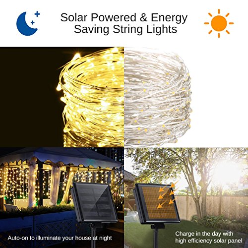 Solar Powered String Lights - 72ft 200LED Waterproof Fairy Lights With 8 Modes