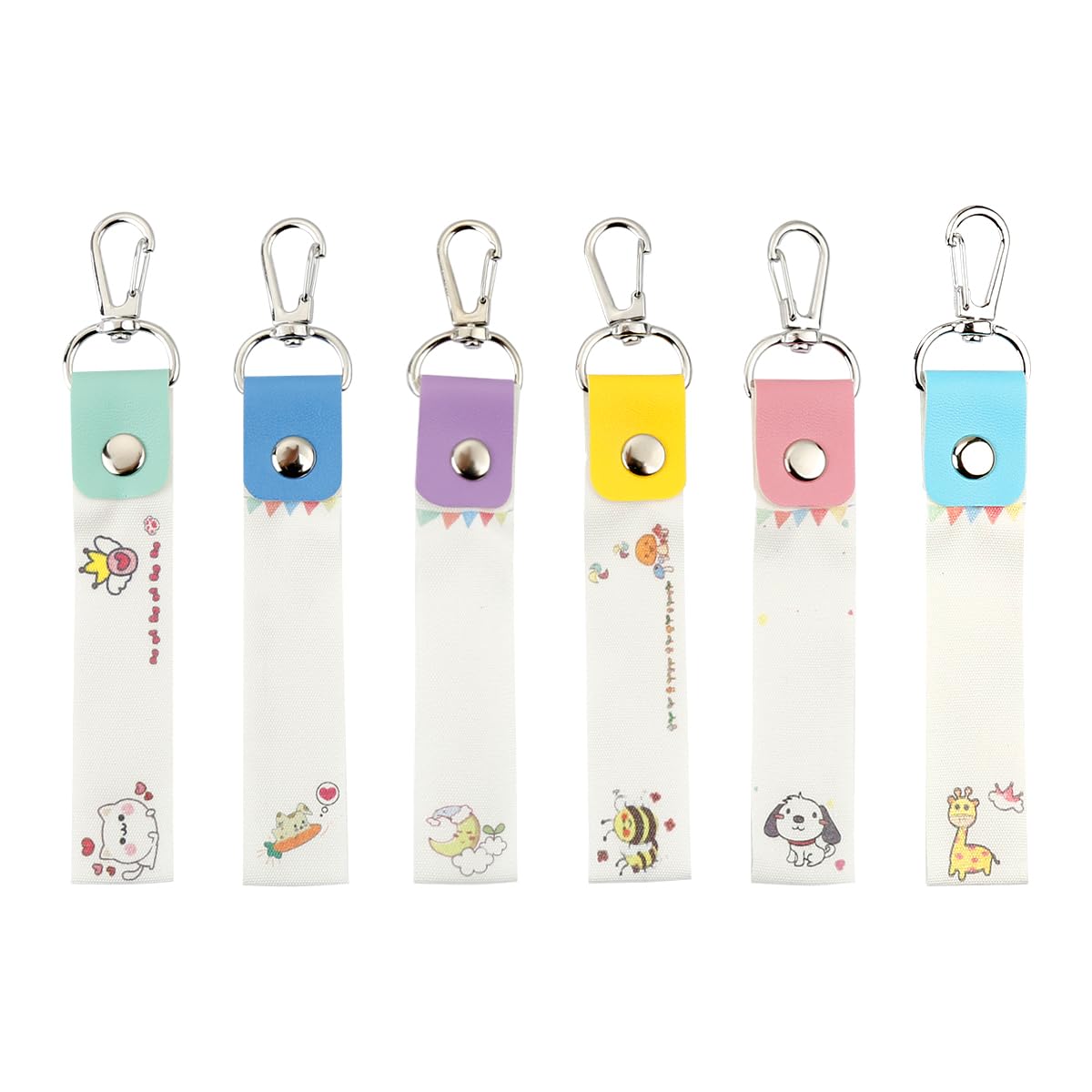 Tabanzhe 6 PCS Personalised Name Tags – Personalized Kids ID Tags with Daycare & School Name Labels, Custom Keyring Hooks for Backpack, Water Bottle, Luggage