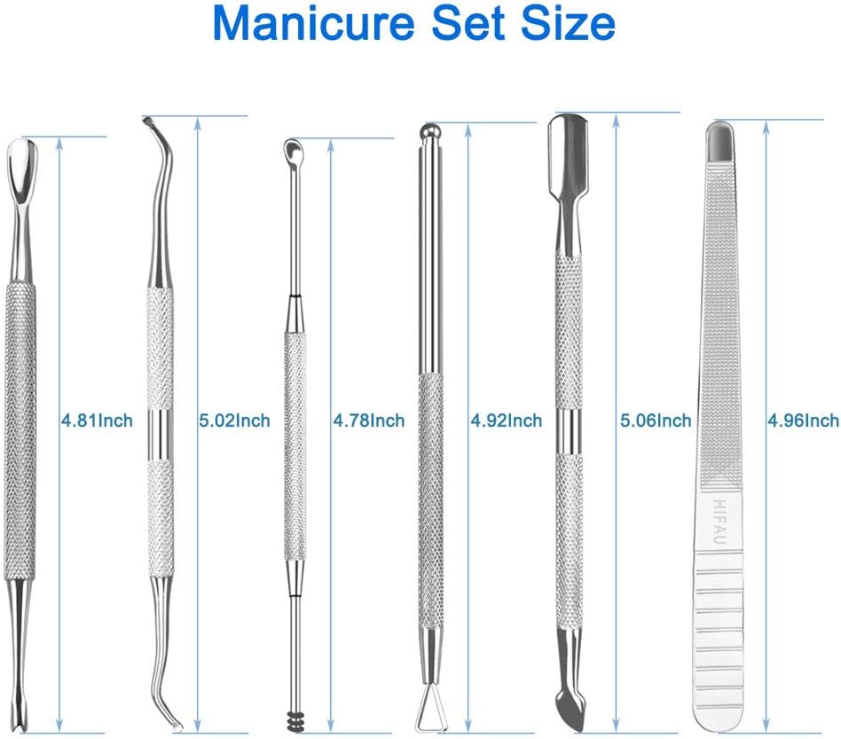 HIFAU 8PCS Premium Cuticle Nippers Pusher Manicure Tools Set, Professional Ingrown Toenail File, Cuticle Remover Trimmer Cutters Tool Gel Nail Art Kit, Stainless Steel, Travel, Gift: Home Improvement