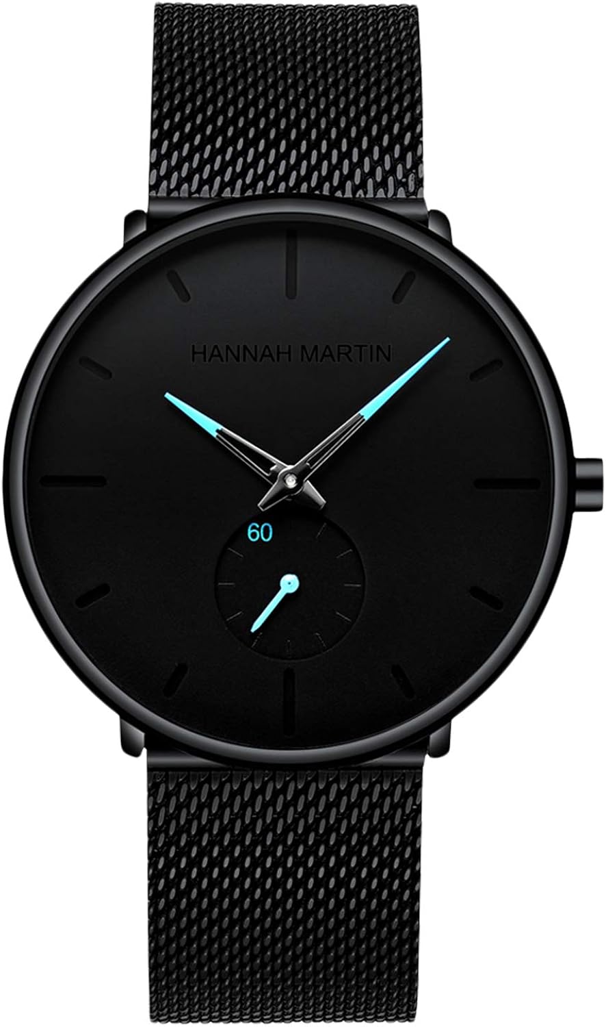 RORIOS Business Men Minimalist Watch Sport Watch Quartz Analog Watches Stainless Steel Mesh Strap Waterproof Ultra Thin Wrist Watches