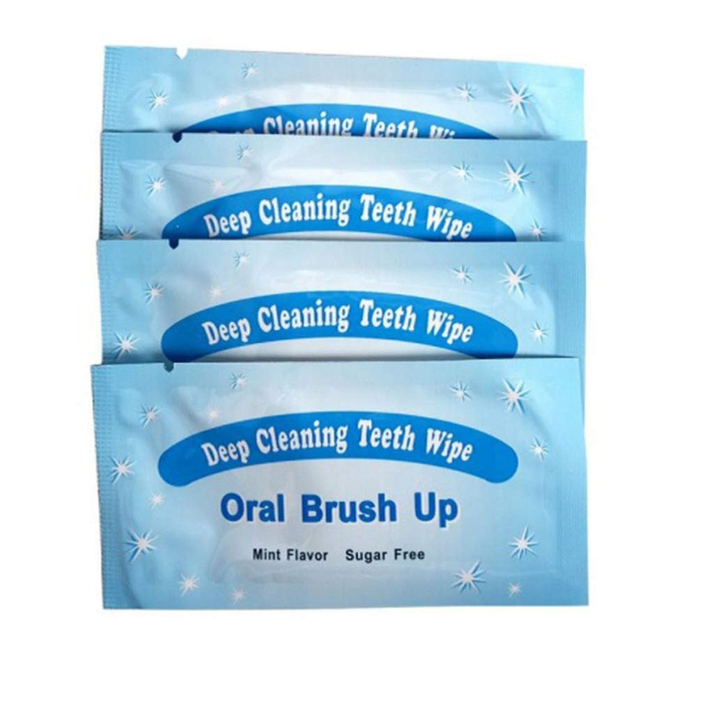 Minkissy Finger Teeth Wipes, 50pcs Disposable Oral Cleansing Teeth Wipes Pads Dental Brush Ups Clean Pre/Post Whitening