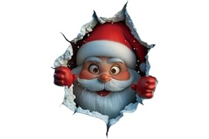 3D Wall-Breaking Santa Claus Wall Stickers, Cute Christmas Walls Decals Peel and Stick, 3D Santa Claus Christmas Walls Sticke
