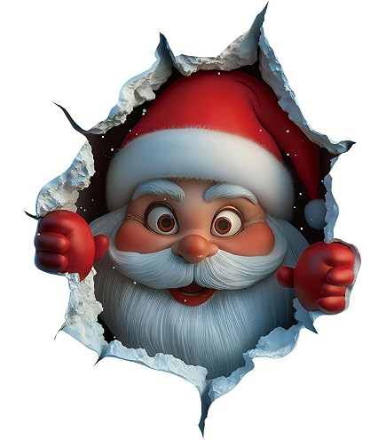 Autocollant Mural 3D Père Noël - 30 X 25 Cm - PVC Amovible Sans Trace - Décoration De Noël Pour Mur, Frigo, Fenêtre - 7
