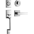Berlin Modisch Single Cylinder HandleSet with Lever Door Handle (for Entrance and Front Door) Reversible for Right and Left Handed and a Single Cylinder deadbolt Handle Set Satin Nickel Finish