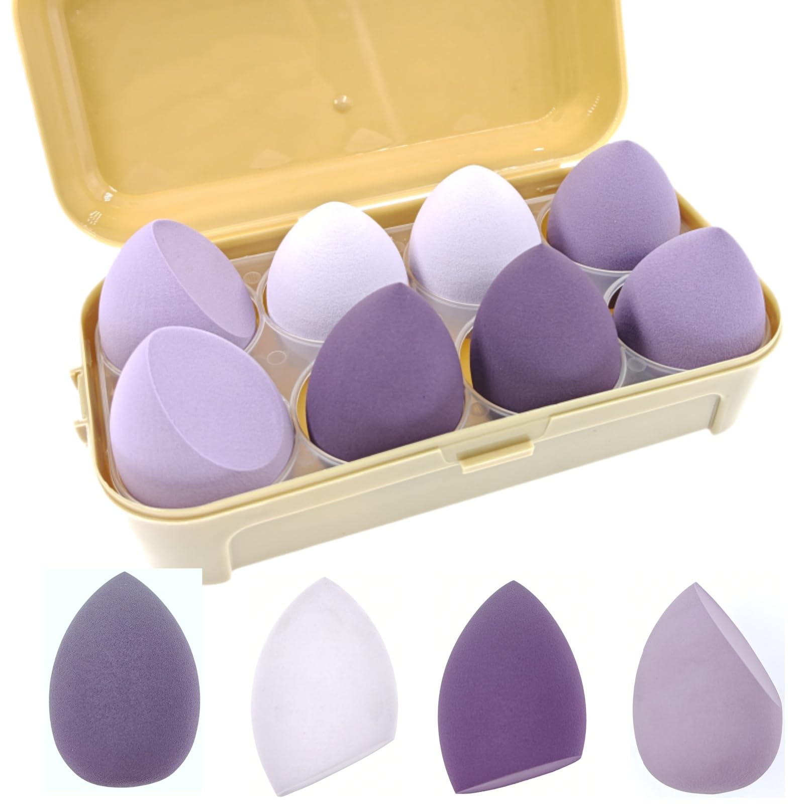 ZHIYE 8 Pack Makeup Sponge, Latex Free Beauty Makeup Blending Sponge Blender Foundation Sponges Concealer Sponges for Liquid, Creams and Powders, Purple Style