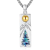 LOOVE Mountain/Sun/Sea/Mustard Seed Necklace for Women Sterling Silver Nature Jewelry Gift for Hikers, Campers, Skiers, Climbers and Nature Lovers