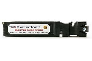SELECTOOL Master Knife Sharpeners, Manual Pocket Knife Sharpener Tool, Quick Sharpening for Kitchen Knives, Blades, Scissors, Easy to Sharpens - Black, Made in USA