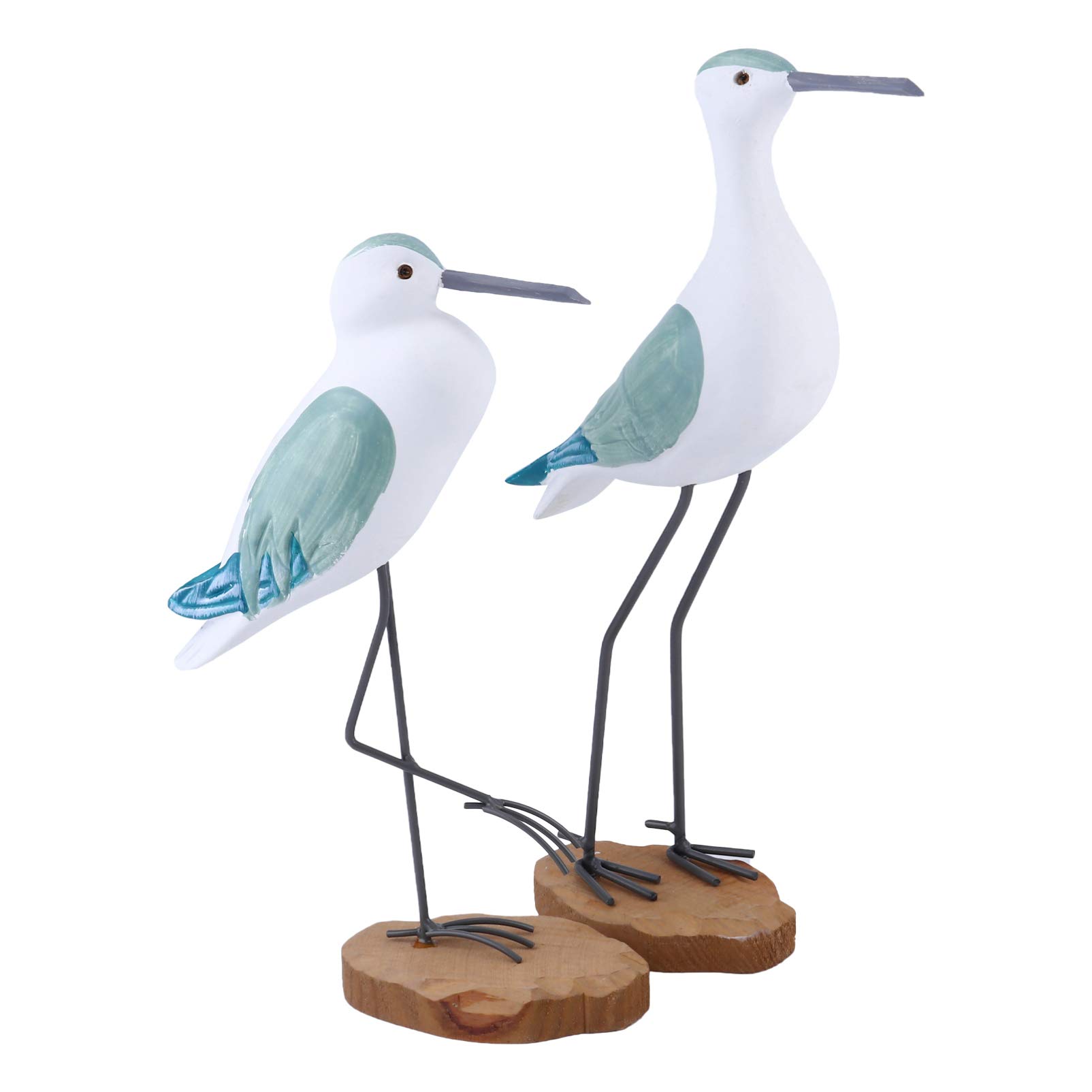 Milisten Seagull Ornament Coastal Home Decor Wooden Sea Bird Sculpture 14 Inch Mediterranean Style Desktop Decoration for Living Room and Party Display