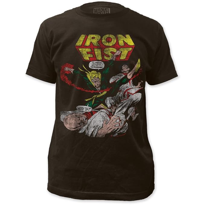 Marvel Comics Mens Iron Fist Fitted TShirt, Small, Coal