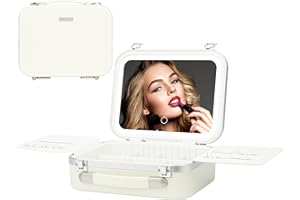 Extrei Gent Travel Makeup Train Case With LED Lights, 3 Brightness Adjustable Portable Makeup Organizer, Professional Adjustable Divider Storage Waterproof Makeup Train Case Accessories and Toolboxes