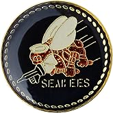Support the Seabees 1 inch Diameter Metal Novelty Lapel Pin with Butterfly Clasp