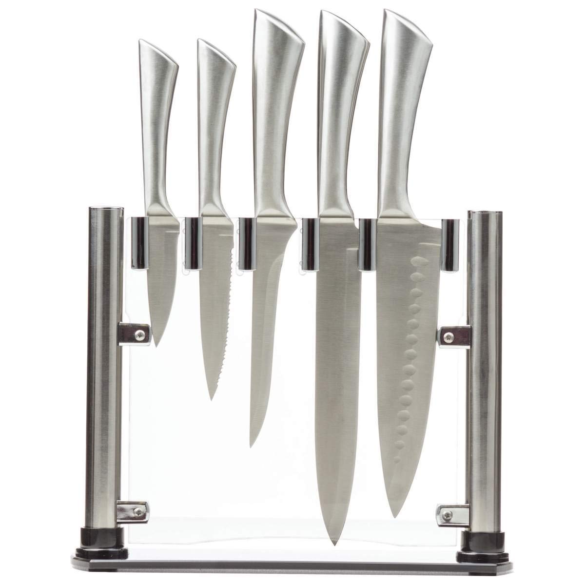 Slitzer 5-piece Stainless Steel Kitchen Cutlery Set, Durable Professional Grade Knife Set with Acrylic Stand